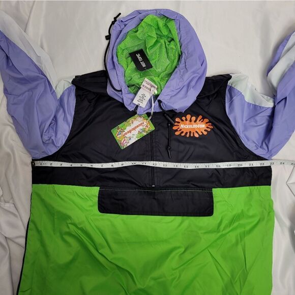 NEW Nickelodeon 90s TV shows color block quarter zip windbreaker jacket L - Picture 7 of 9